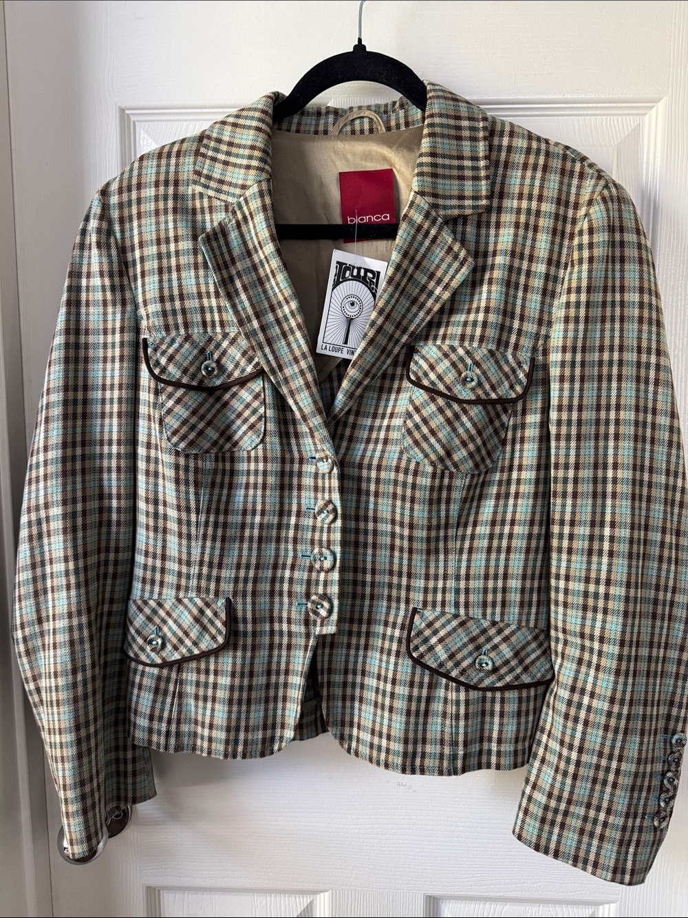 Bianca y2k vintage gingham blazer size 8